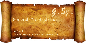 Gorzsás Szabina névjegykártya